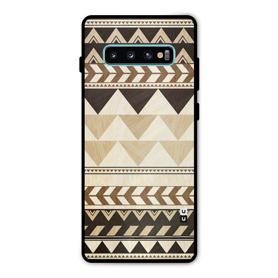 Wooden Printed Chevron Metal Back Case for Galaxy S10 Plus