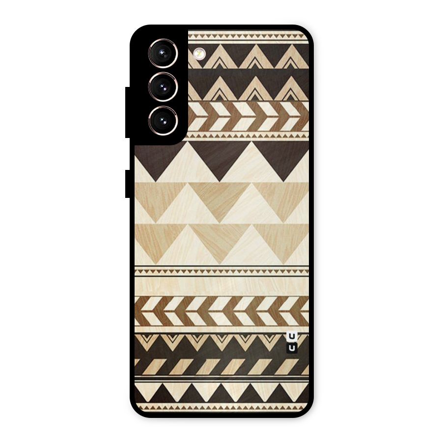 Wooden Printed Chevron Metal Back Case for Galaxy S21 5G