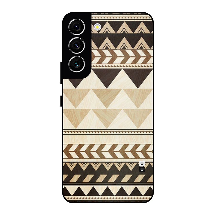 Wooden Printed Chevron Metal Back Case for Galaxy S22 5G