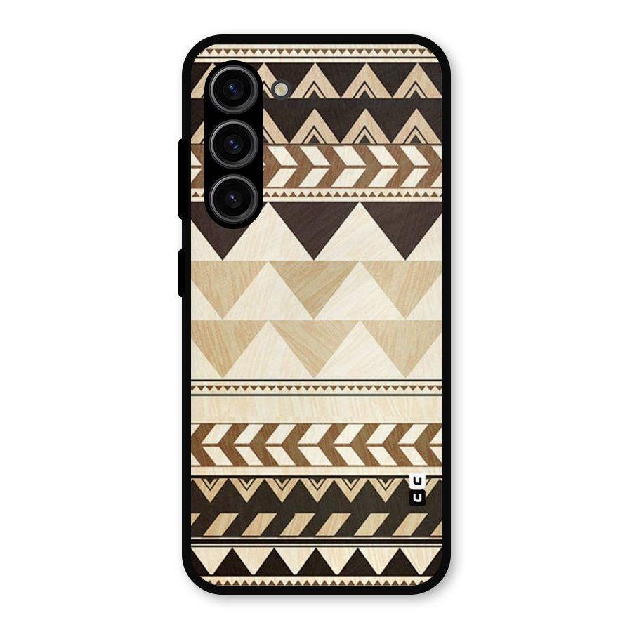 Wooden Printed Chevron Metal Back Case for Galaxy S23