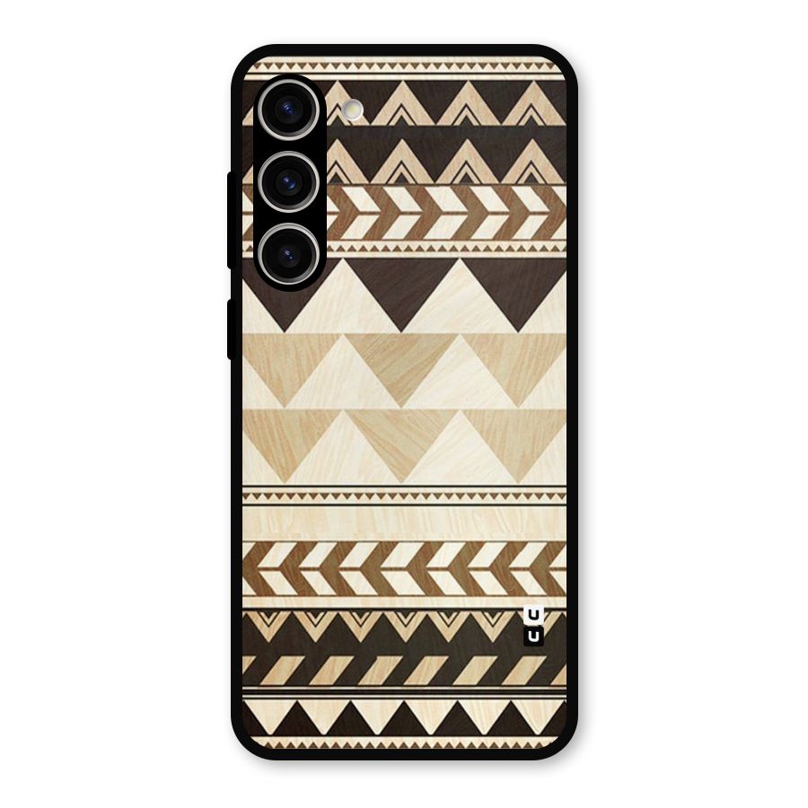Wooden Printed Chevron Metal Back Case for Galaxy S23 Plus