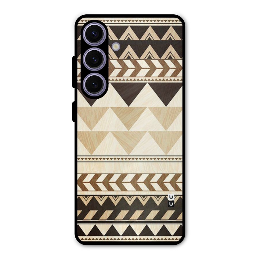 Wooden Printed Chevron Metal Back Case for Galaxy S24