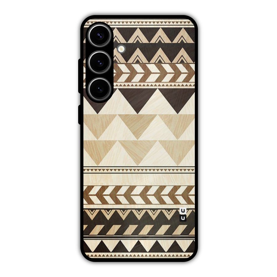 Wooden Printed Chevron Metal Back Case for Galaxy S24 Plus