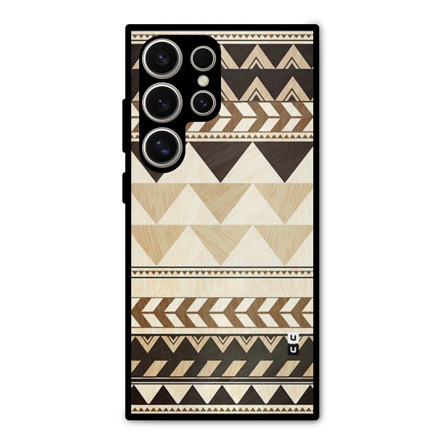 Wooden Printed Chevron Metal Back Case for Galaxy S24 Ultra