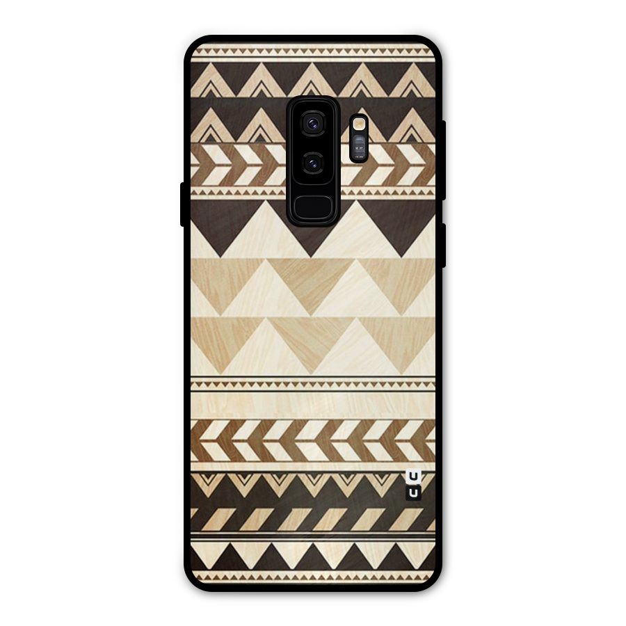 Wooden Printed Chevron Metal Back Case for Galaxy S9 Plus