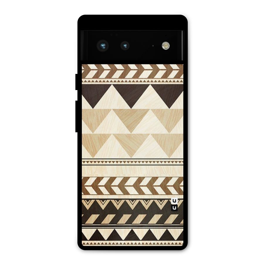 Wooden Printed Chevron Metal Back Case for Google Pixel 6