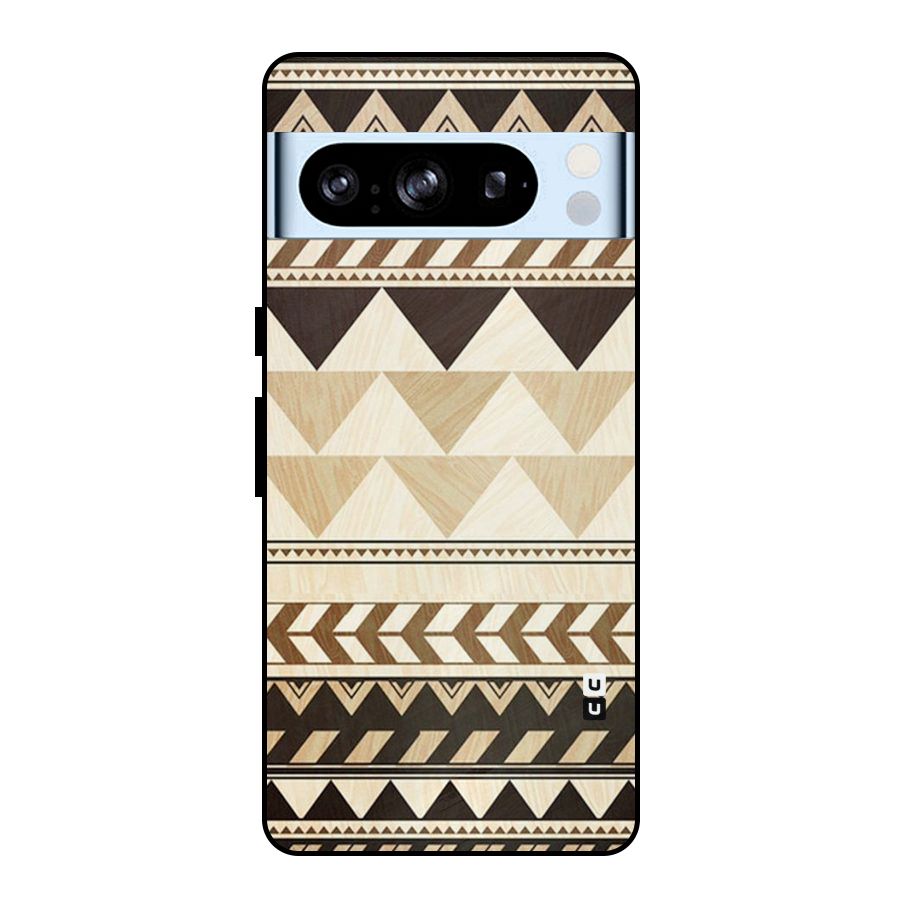 Wooden Printed Chevron Metal Back Case for Google Pixel 8 Pro