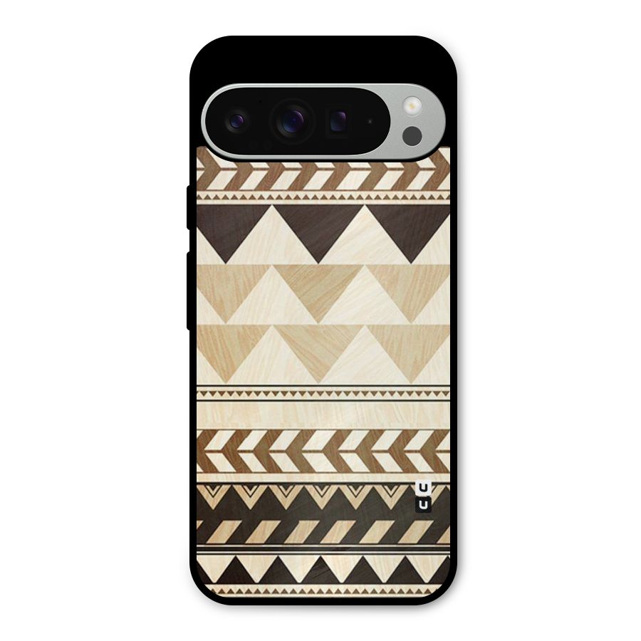 Wooden Printed Chevron Metal Back Case for Google Pixel 9 Pro XL