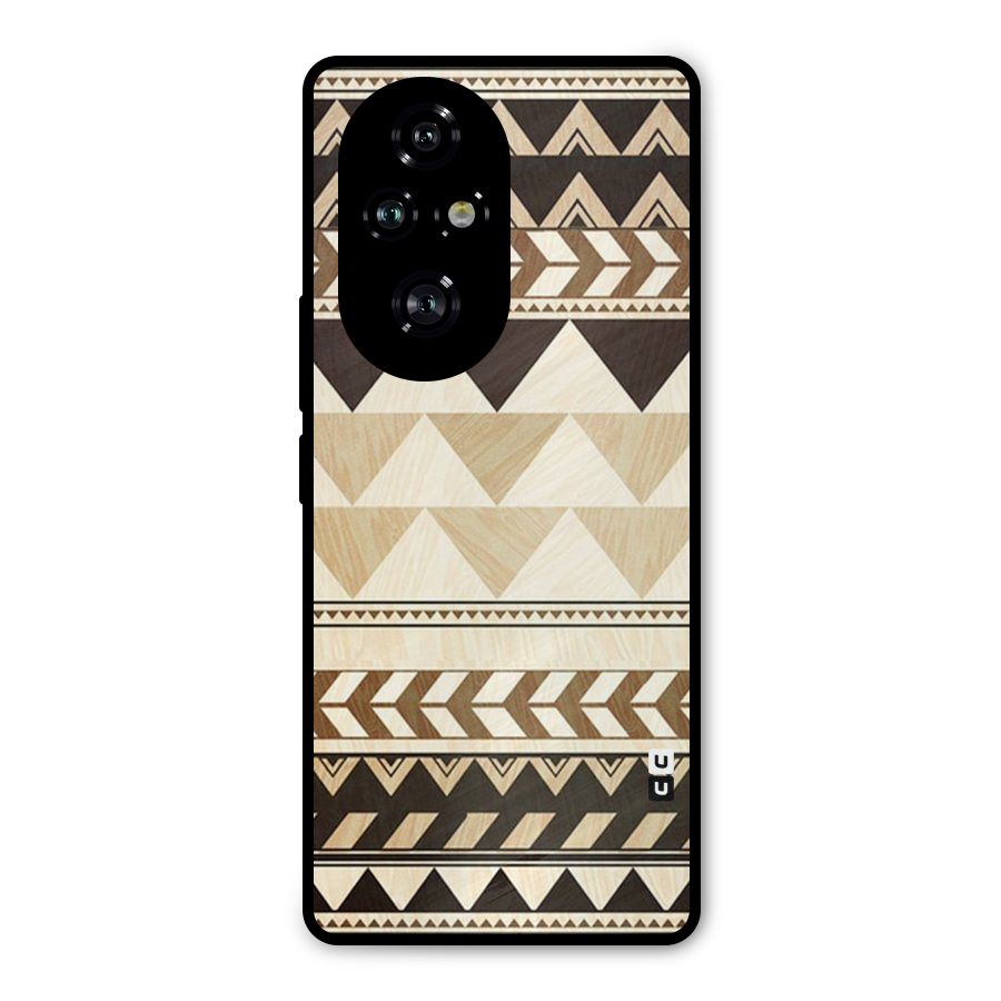Wooden Printed Chevron Metal Back Case for Honor 200 Pro