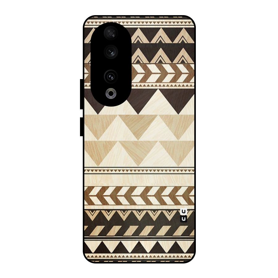 Wooden Printed Chevron Metal Back Case for Honor 90