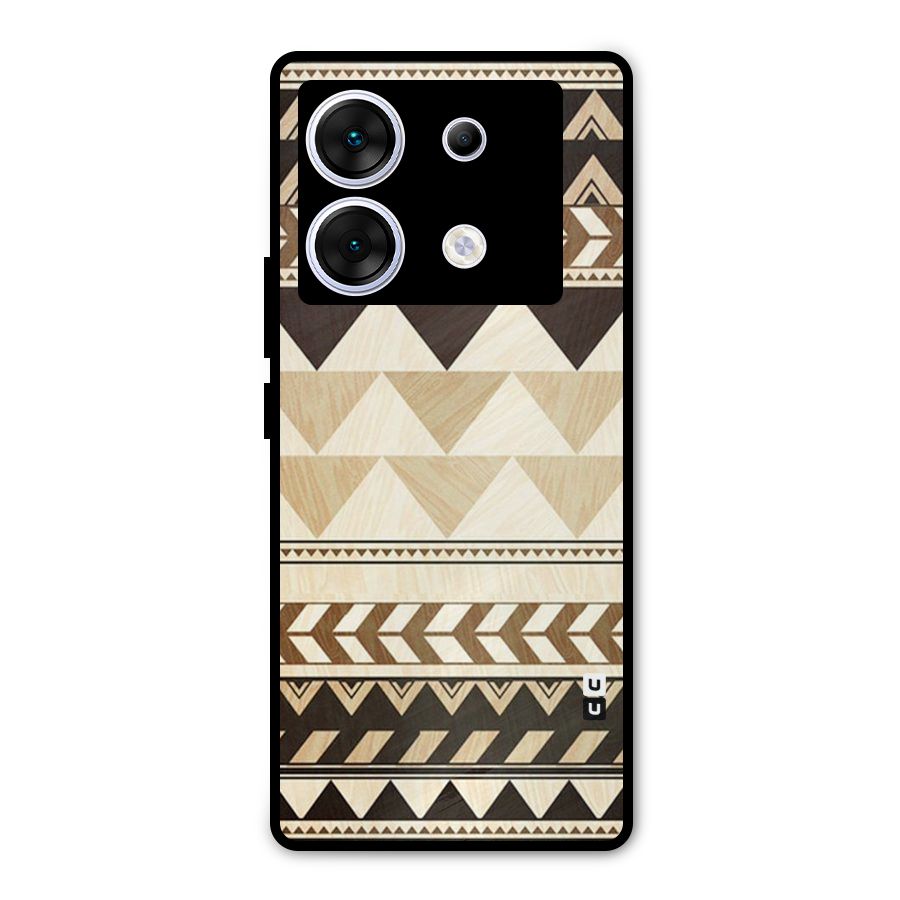 Wooden Printed Chevron Metal Back Case for Infinix Zero 30 5G