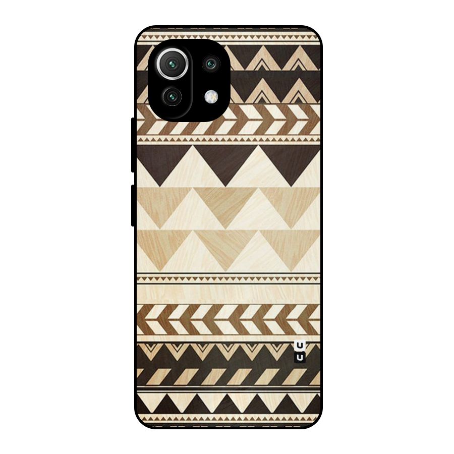 Wooden Printed Chevron Metal Back Case for Mi 11 Lite NE 5G