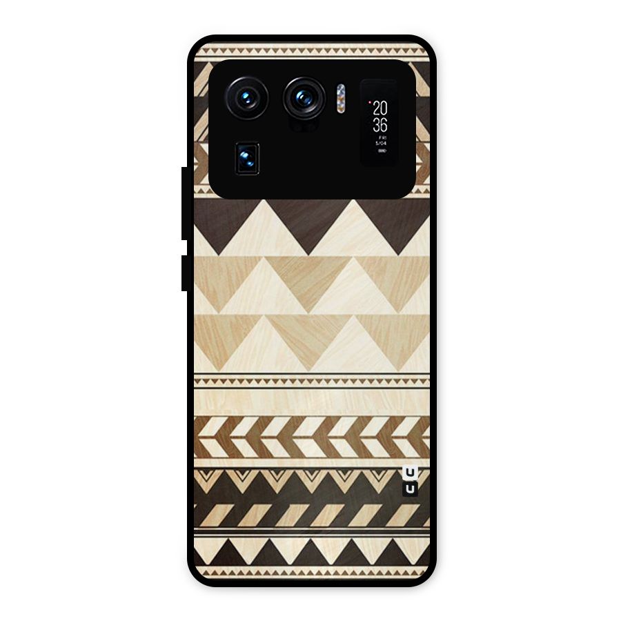 Wooden Printed Chevron Metal Back Case for Mi 11 Ultra