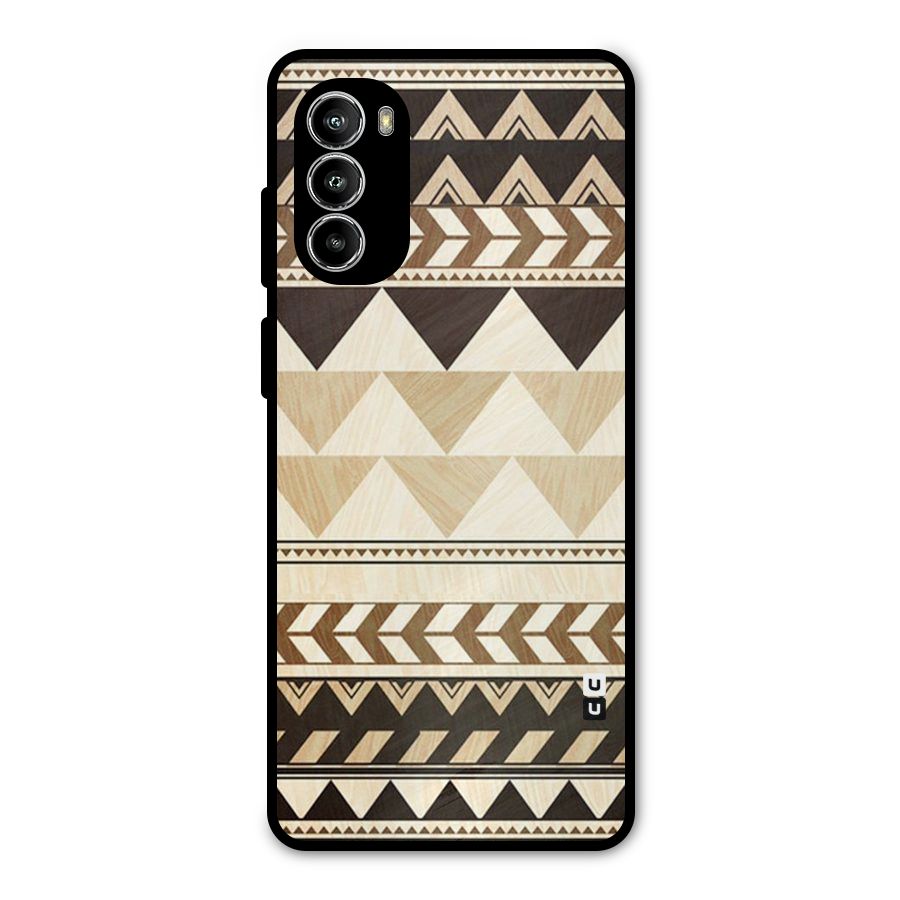 Wooden Printed Chevron Metal Back Case for Moto G52