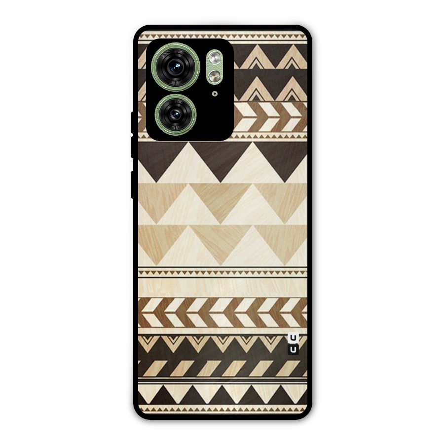 Wooden Printed Chevron Metal Back Case for Motorola Edge 40 5G