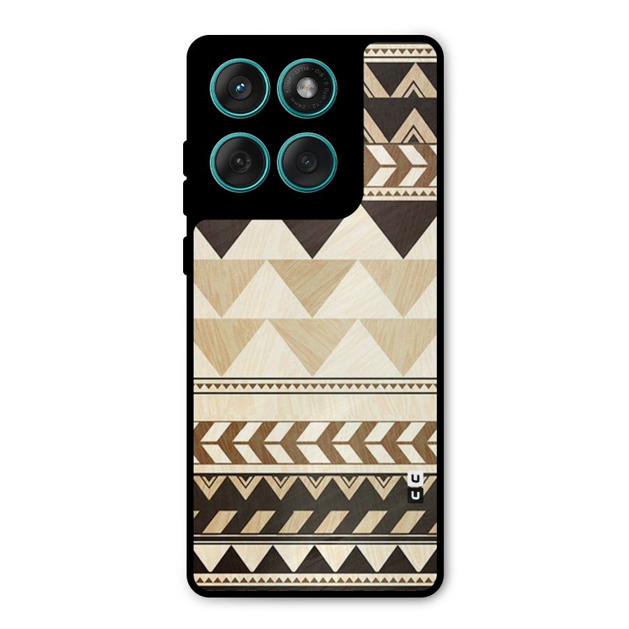 Wooden Printed Chevron Metal Back Case for Motorola Edge 60