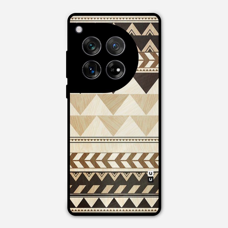 Wooden Printed Chevron Metal Back Case for OnePlus 12