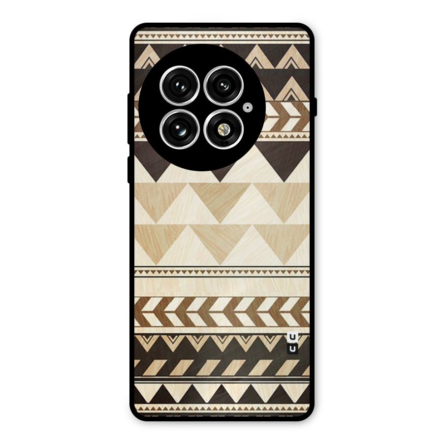Wooden Printed Chevron Metal Back Case for OnePlus 13