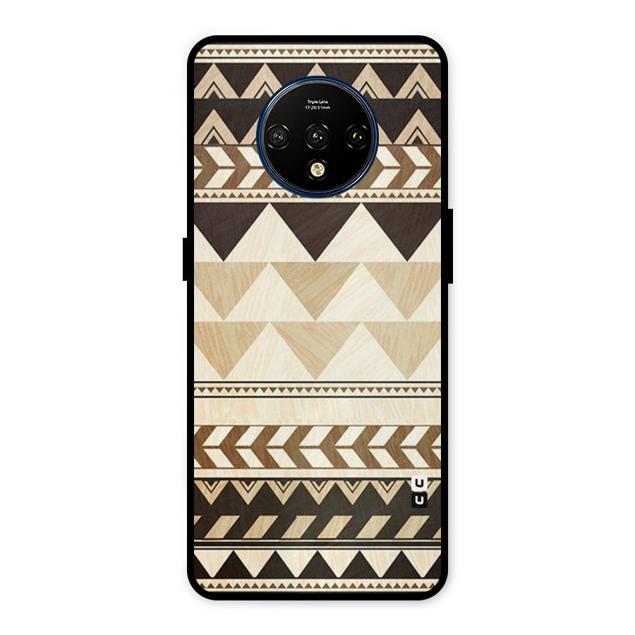 Wooden Printed Chevron Metal Back Case for OnePlus 7T