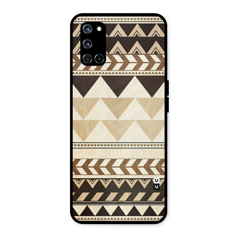 Wooden Printed Chevron Metal Back Case for Oppo A52