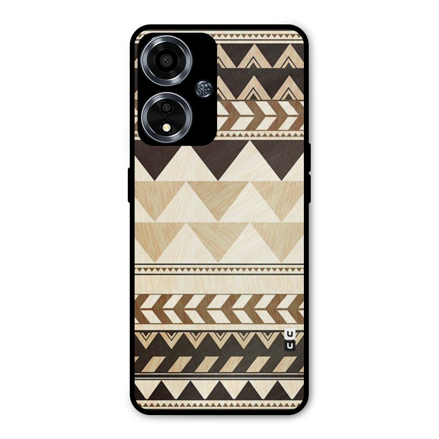 Wooden Printed Chevron Metal Back Case for Oppo A59