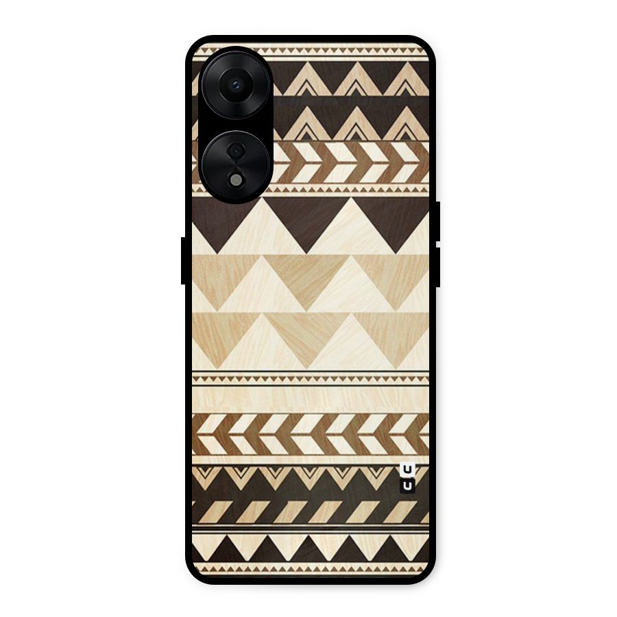 Wooden Printed Chevron Metal Back Case for Oppo A78 5G