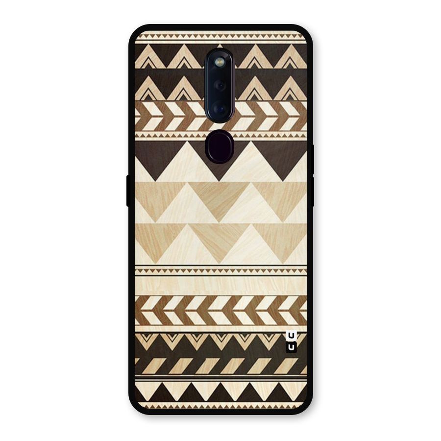 Wooden Printed Chevron Metal Back Case for Oppo F11 Pro