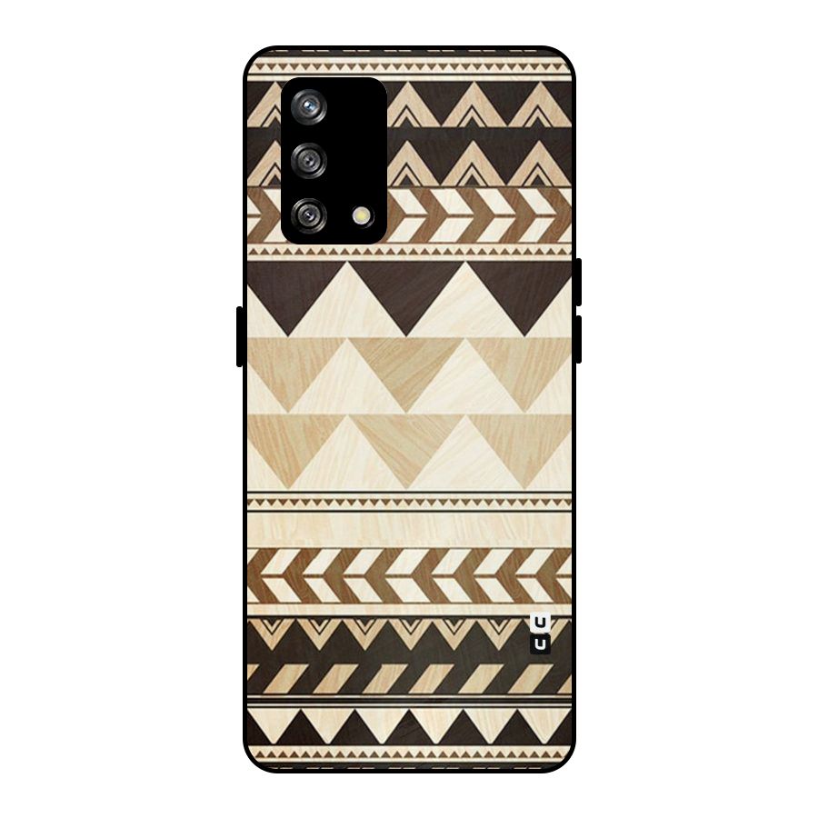 Wooden Printed Chevron Metal Back Case for Oppo F19
