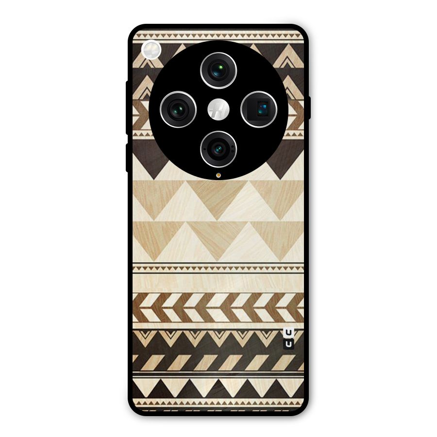 Wooden Printed Chevron Metal Back Case for Oppo Find X8 Pro