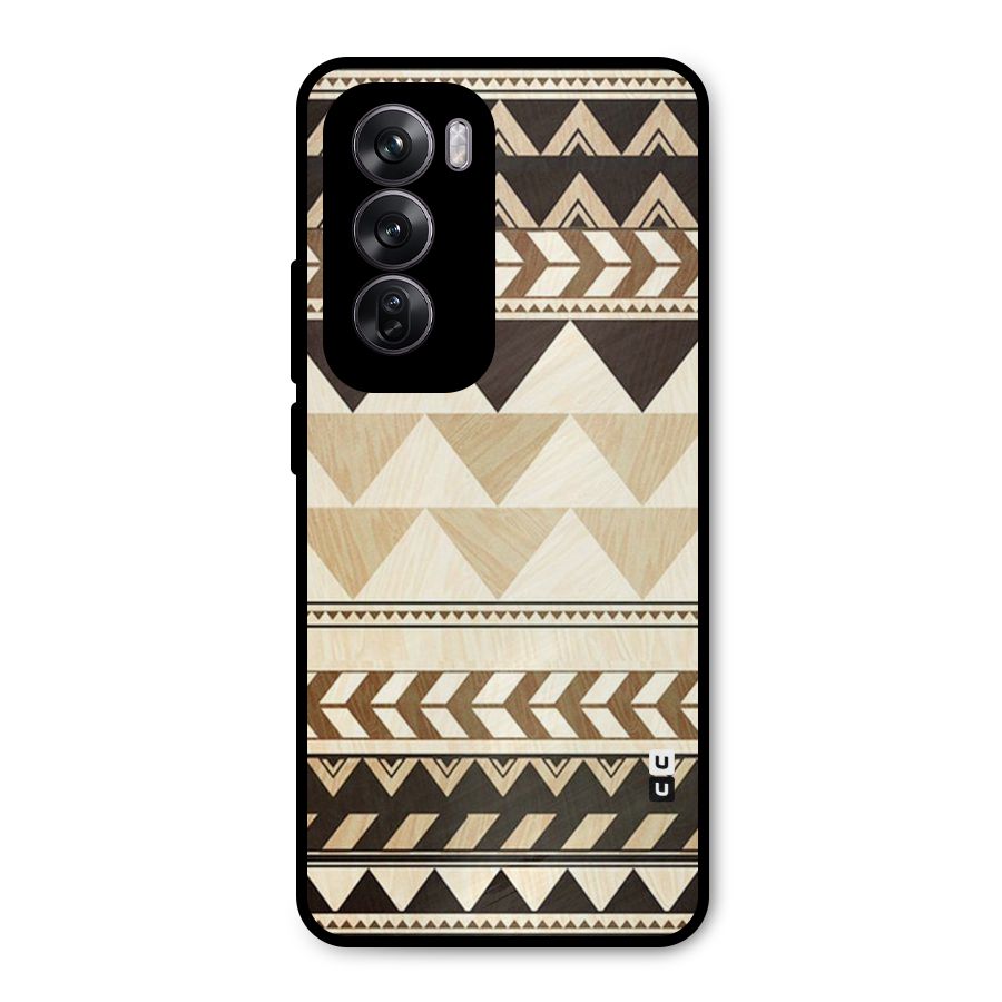 Wooden Printed Chevron Metal Back Case for Oppo Reno12 Pro