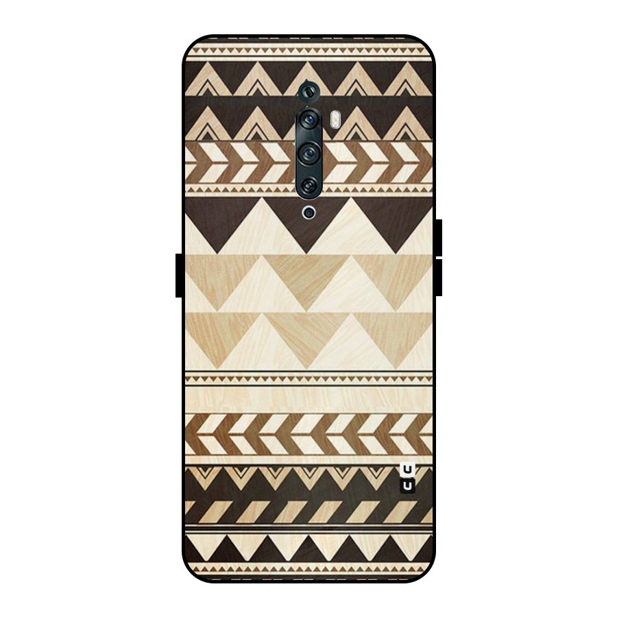 Wooden Printed Chevron Metal Back Case for Oppo Reno2 F