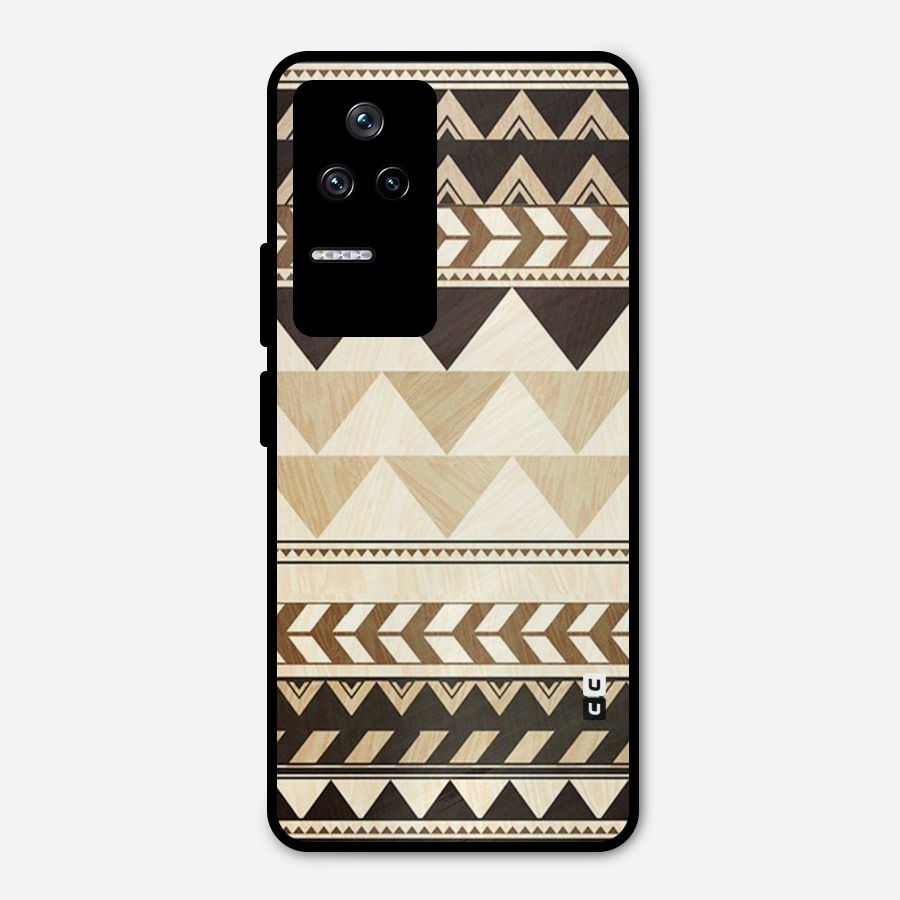 Wooden Printed Chevron Metal Back Case for Poco F4 5G