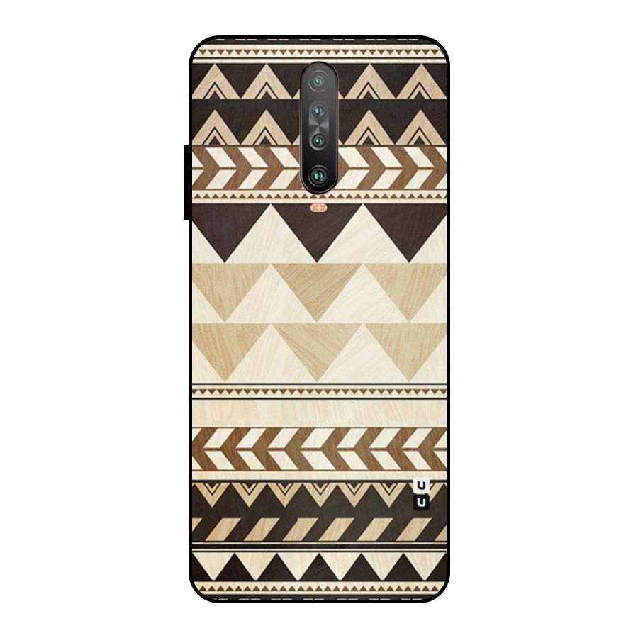 Wooden Printed Chevron Metal Back Case for Poco X2