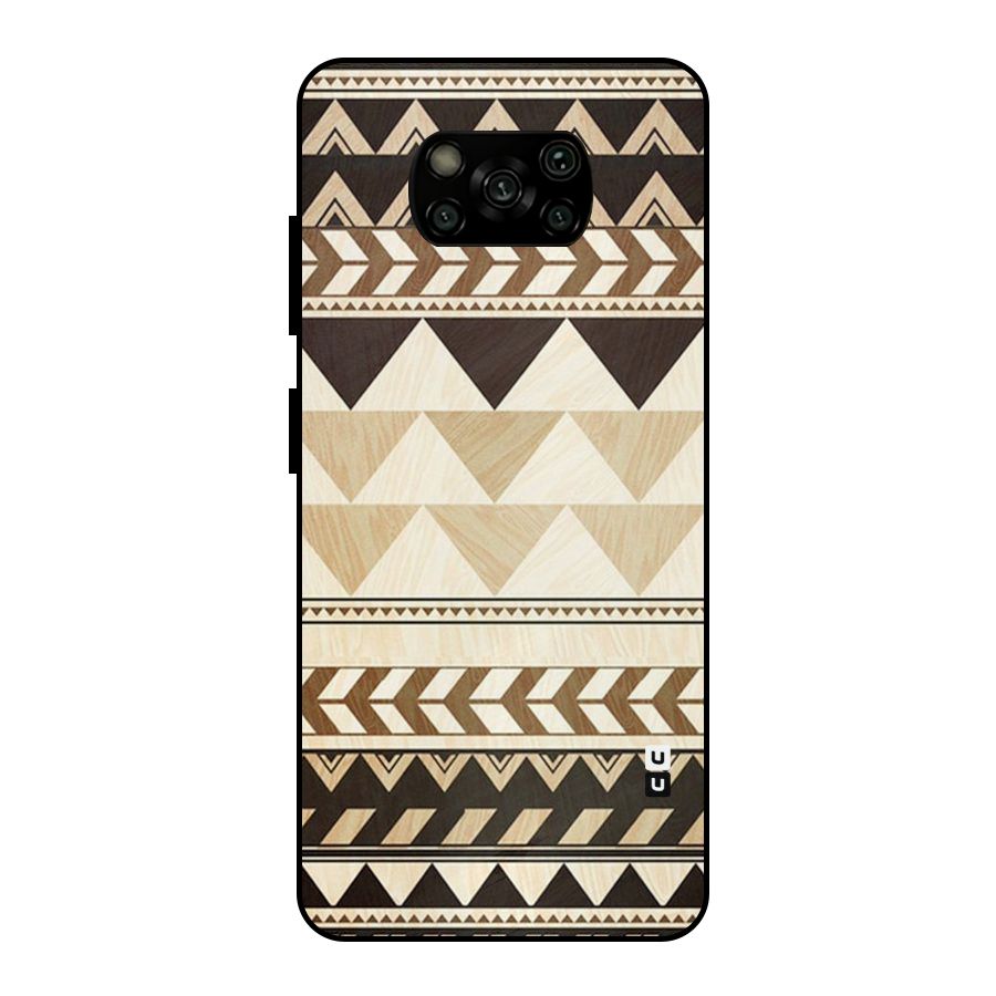 Wooden Printed Chevron Metal Back Case for Poco X3