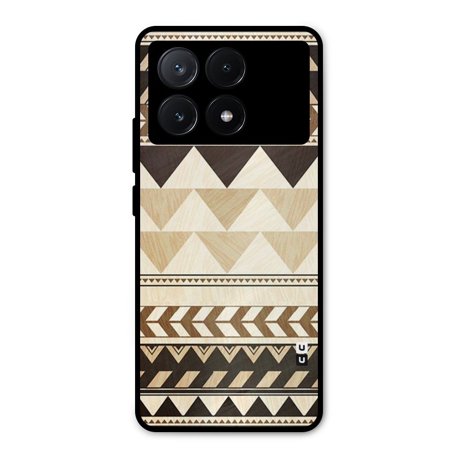 Wooden Printed Chevron Metal Back Case for Poco X6 Pro