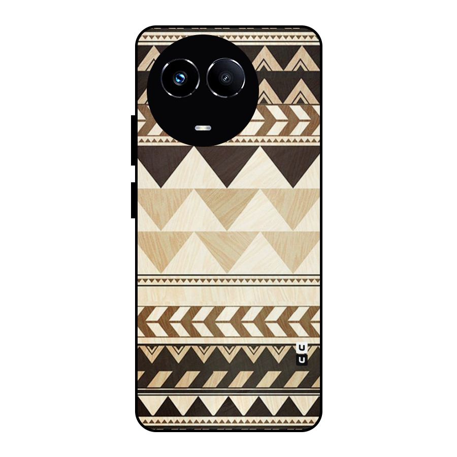 Wooden Printed Chevron Metal Back Case for Realme 11 5G