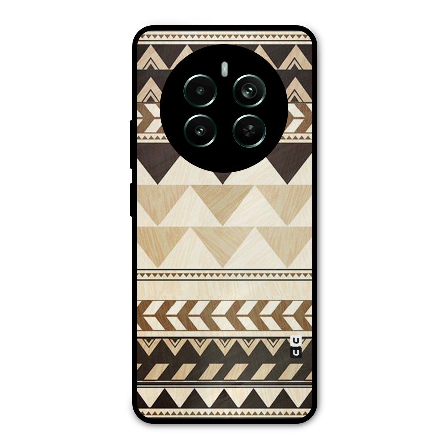 Wooden Printed Chevron Metal Back Case for Realme 12 Pro Plus