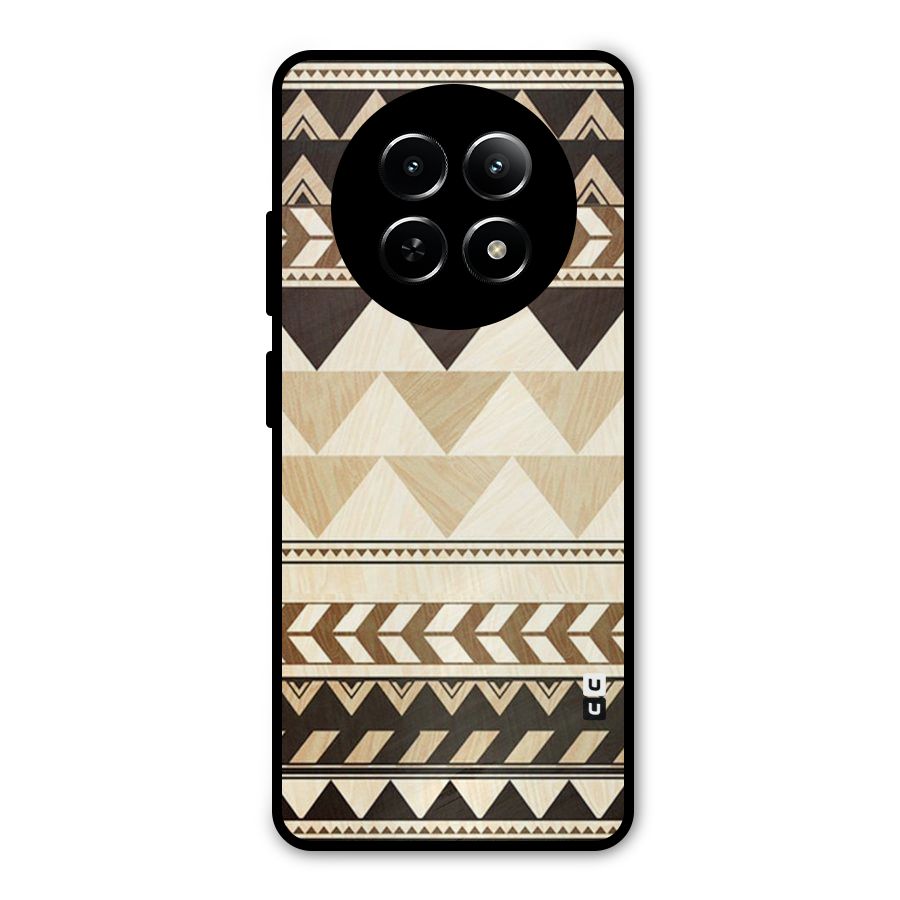 Wooden Printed Chevron Metal Back Case for Realme 12x 5G