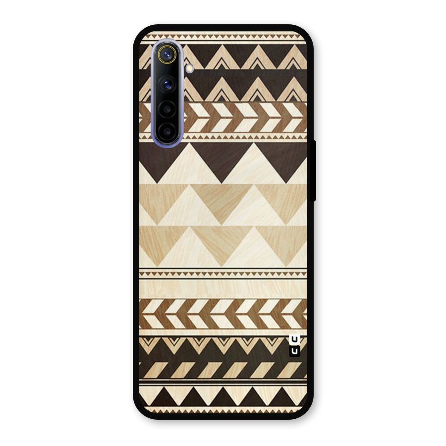 Wooden Printed Chevron Metal Back Case for Realme 6