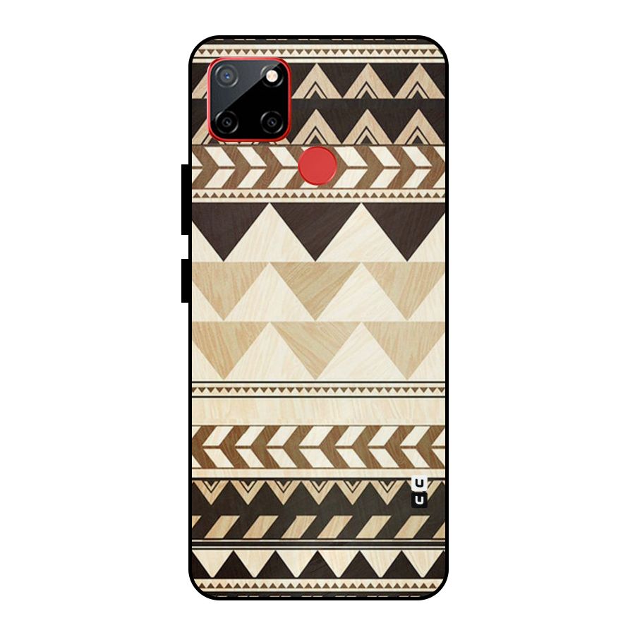 Wooden Printed Chevron Metal Back Case for Realme C12