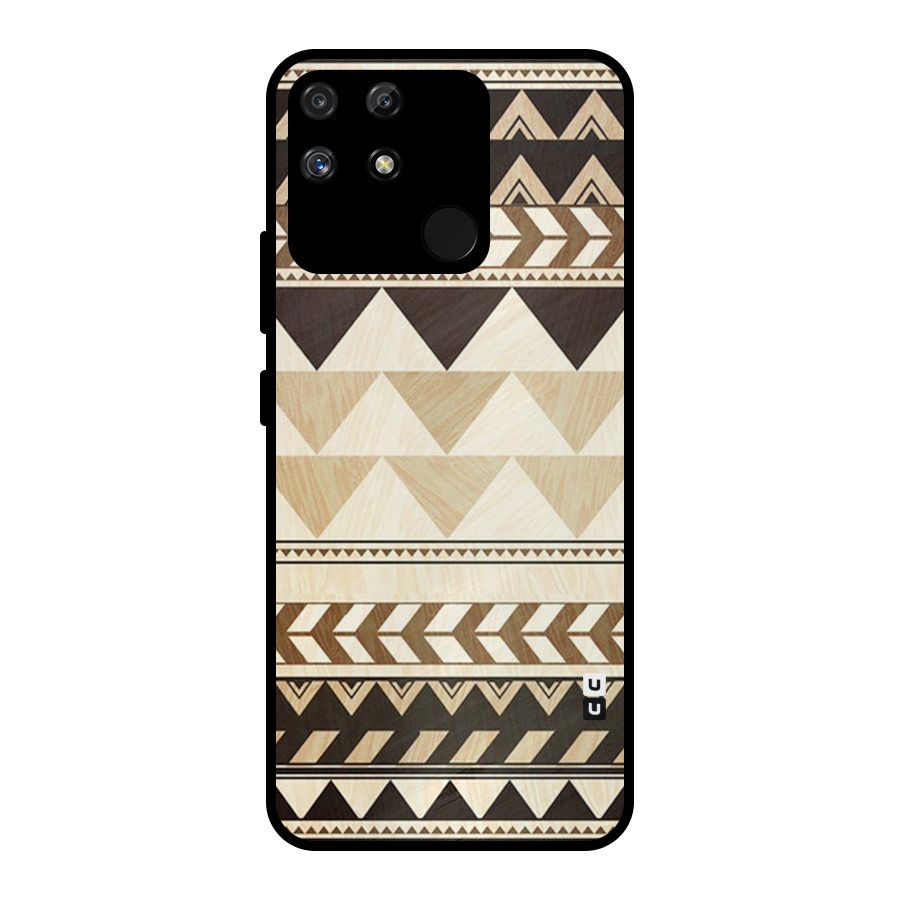 Wooden Printed Chevron Metal Back Case for Realme Narzo 50A