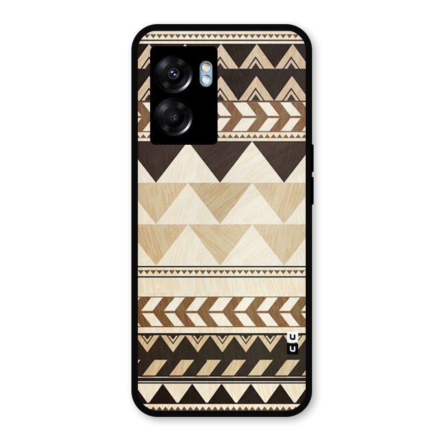 Wooden Printed Chevron Metal Back Case for Realme Narzo 50 5G