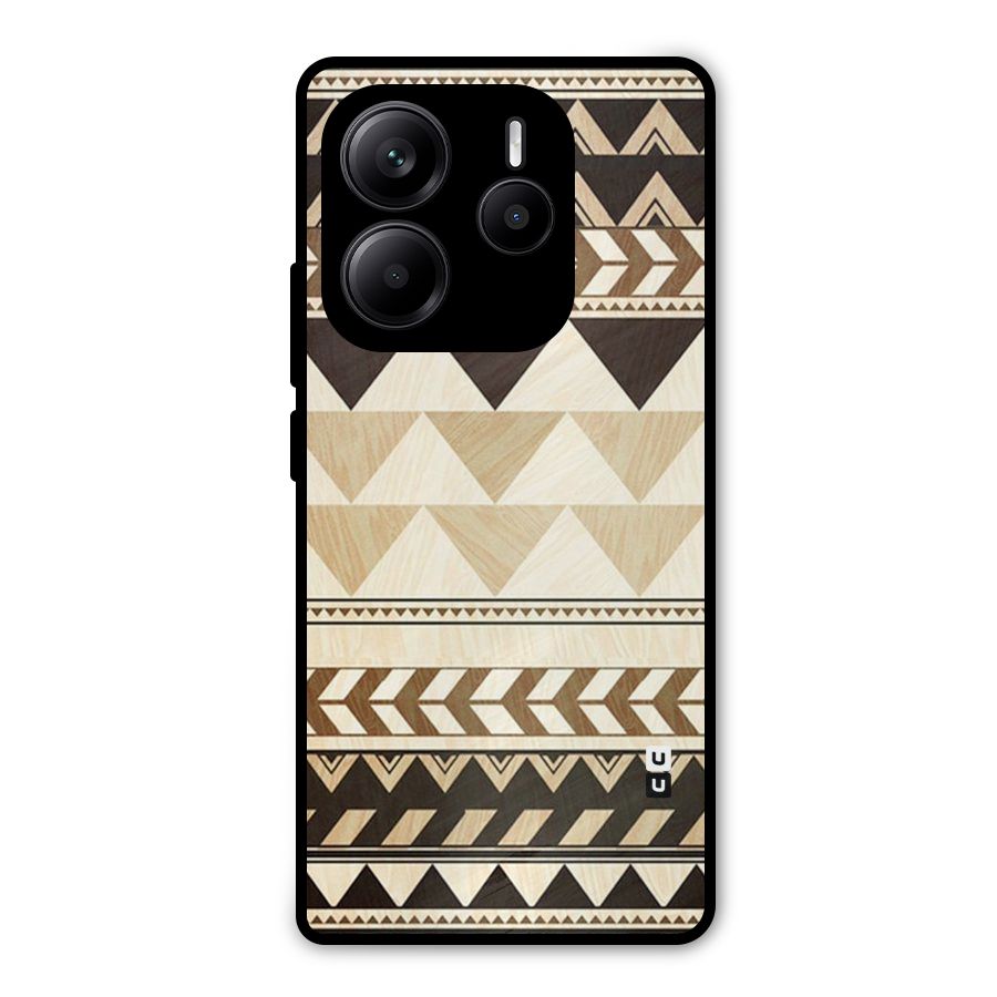 Wooden Printed Chevron Metal Back Case for Redmi Note 14 5G