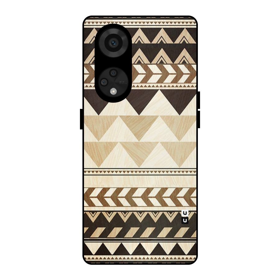 Wooden Printed Chevron Metal Back Case for Reno8 T 5G