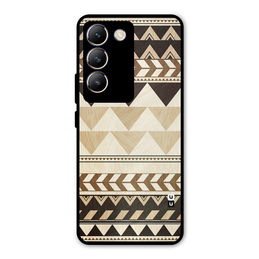 Wooden Printed Chevron Metal Back Case for Vivo T3 5G