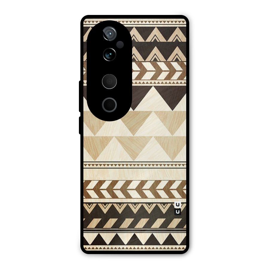 Wooden Printed Chevron Metal Back Case for Vivo T3 Ultra