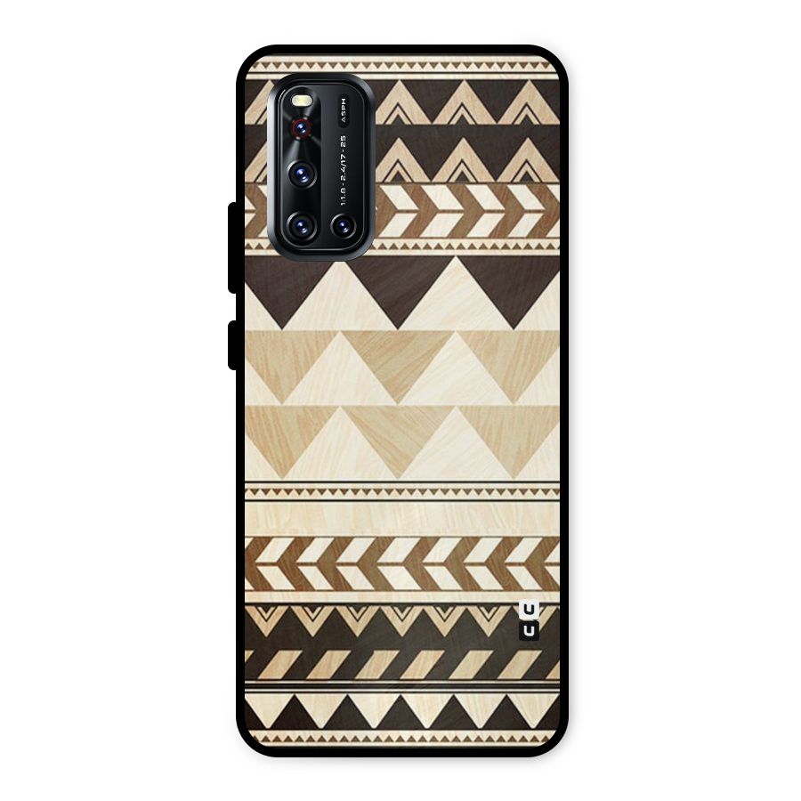 Wooden Printed Chevron Metal Back Case for Vivo V19