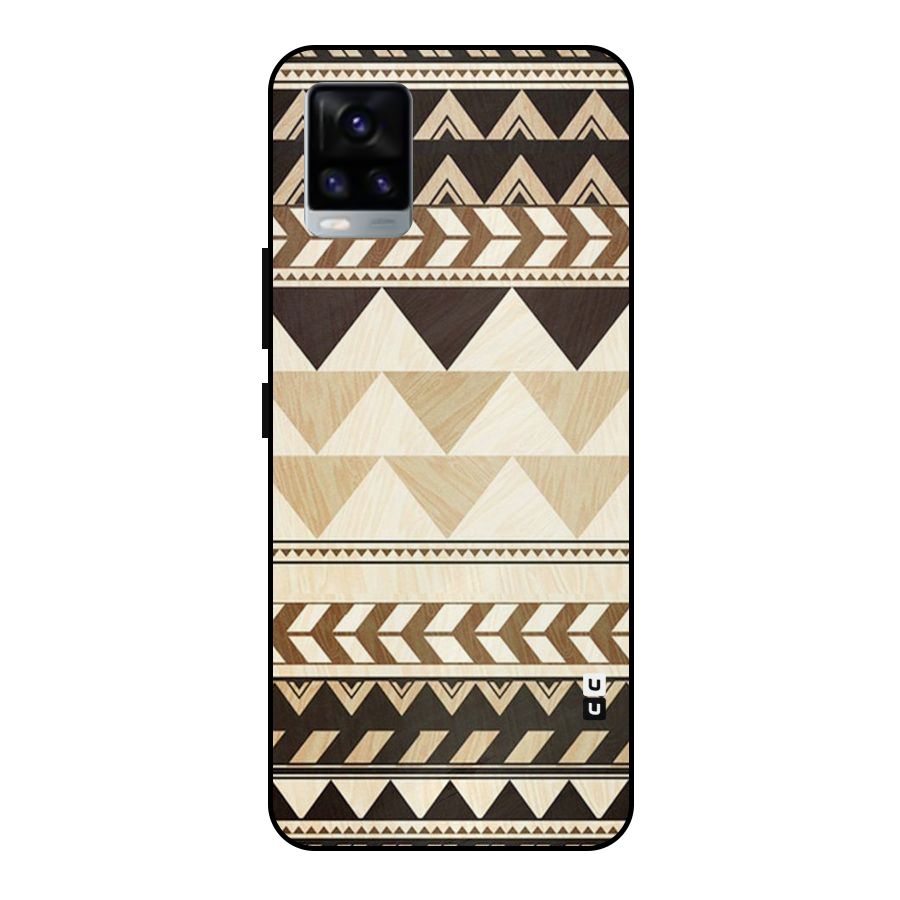 Wooden Printed Chevron Metal Back Case for Vivo V20