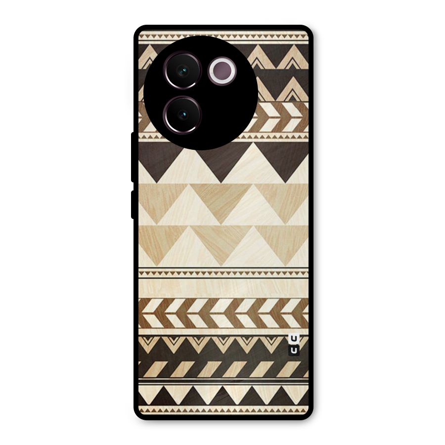Wooden Printed Chevron Metal Back Case for Vivo V30e