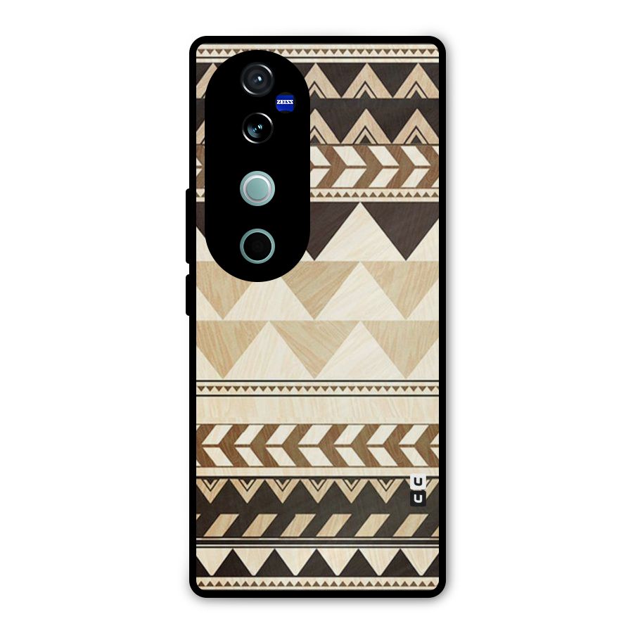 Wooden Printed Chevron Metal Back Case for Vivo V40